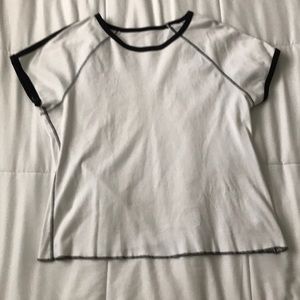 vintage white with black detail tee